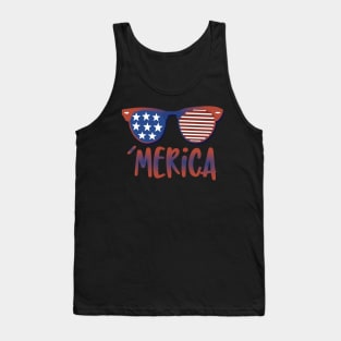 'Merica American Flag Sunglasses Tank Top